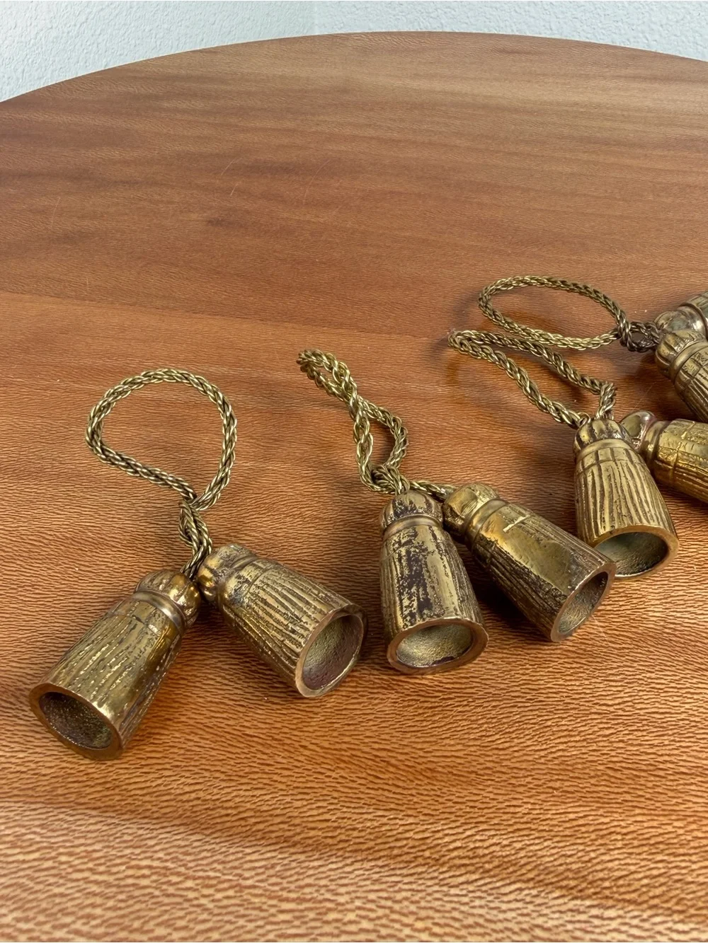 Vintage Brass twisted rope and tassels Napkin Rings SET OF 4